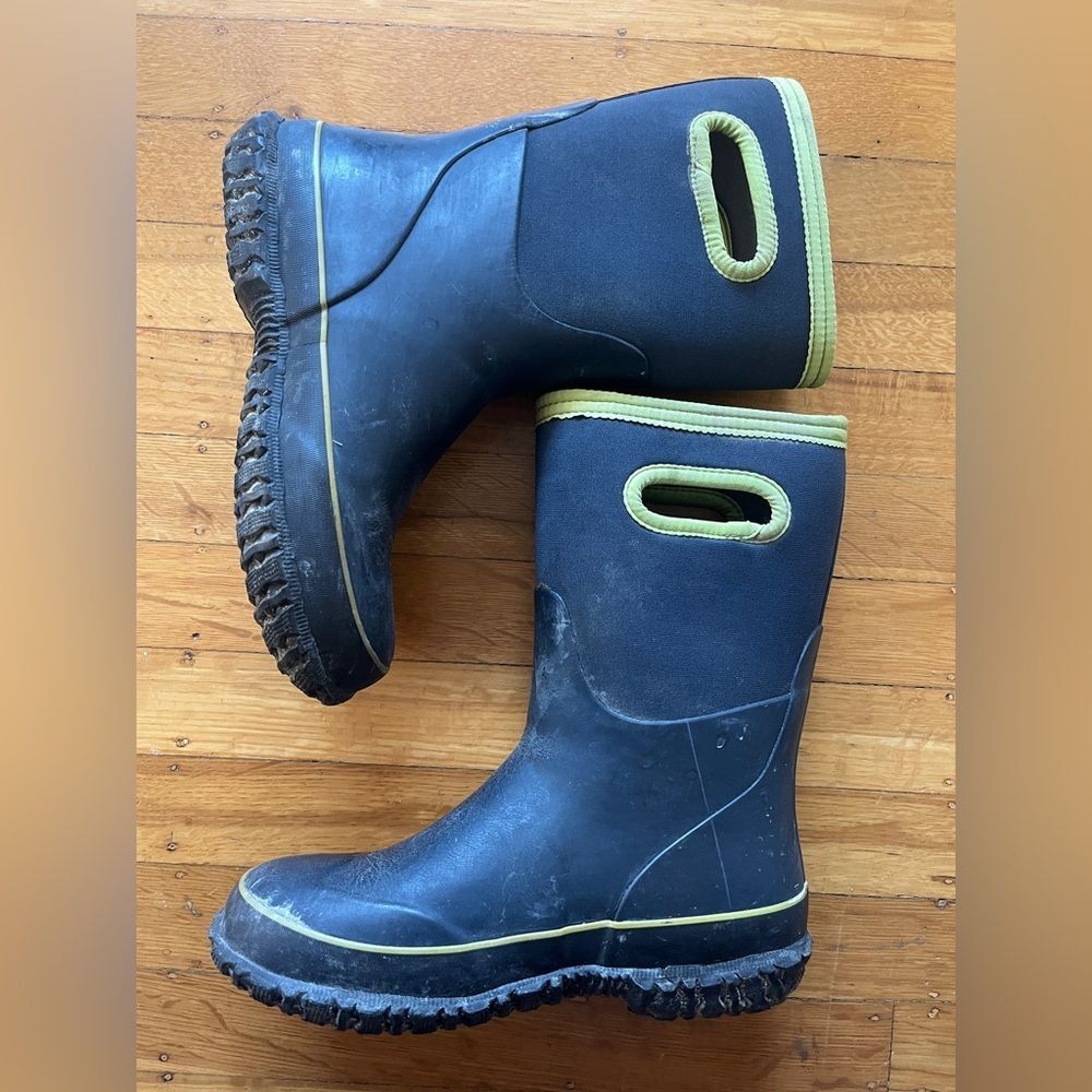 Bogs Kids Grasp Solid waterproof insulated rain snow boots navy blue -30 4 37